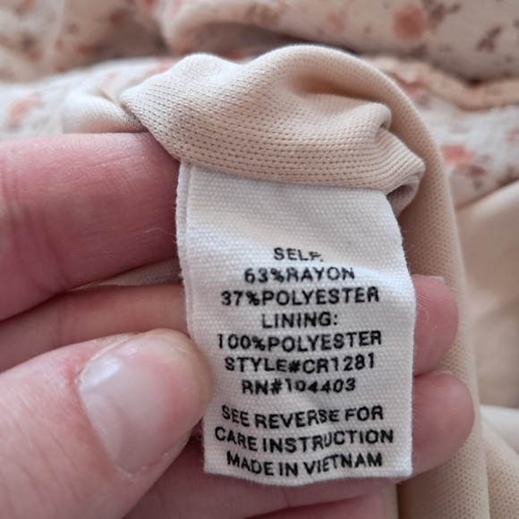 Altar'd State Mini Dress Milkmade Floral Tan Cream Color Smocked Boho Fit Flare - Picture 8 of 9